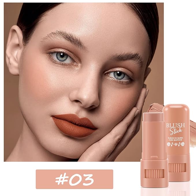 Cream Blush Makeup,Buildable Blush Stick for Cheeks,Matte Finish,Long Wear,Easy Application,Lightweight Multi Stick-BrightBean Baby