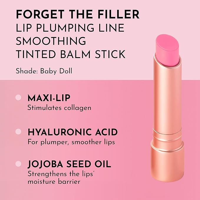 "LAWLESS Forget the Filler Lip Plumping Line-Smoothing Tinted Balm, Baby Doll, Pink, 0.09 Ounce"-BrightBean Baby