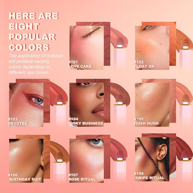 YOUNG VISION Liquid Cheek Blush -Soft Cream Rouge/Blusher Makeup, Buildable Gel-Cream Formula, Long-Wearing, Dewy Finish-BrightBean Baby