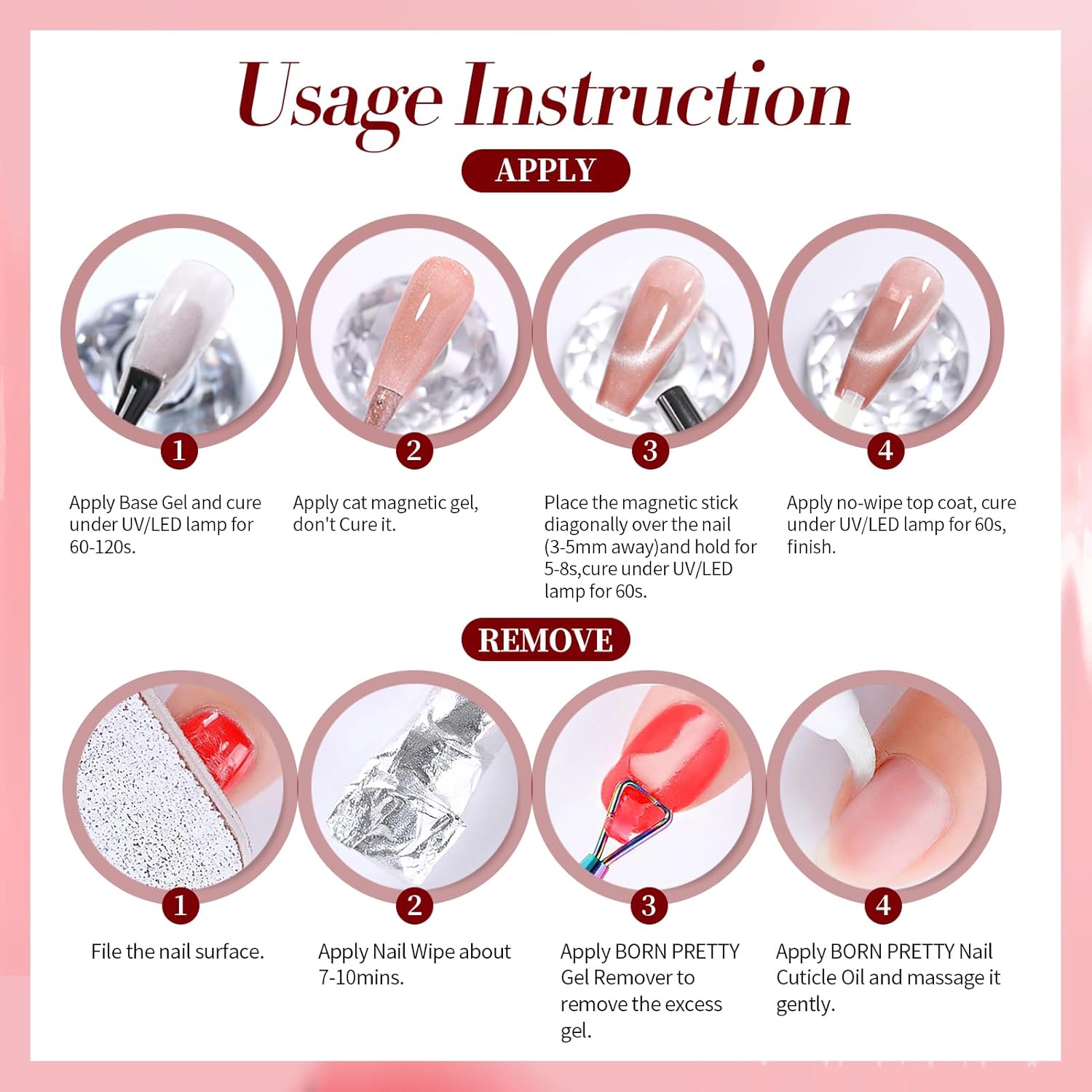 Born Pretty Cat Magnetic Eye Gel Nail Polish,Red Magnetic Gel Polish Fair Maiden Cat Magnetic Eye Gel Manicure Nail Art DIY 15ml-BrightBean Baby