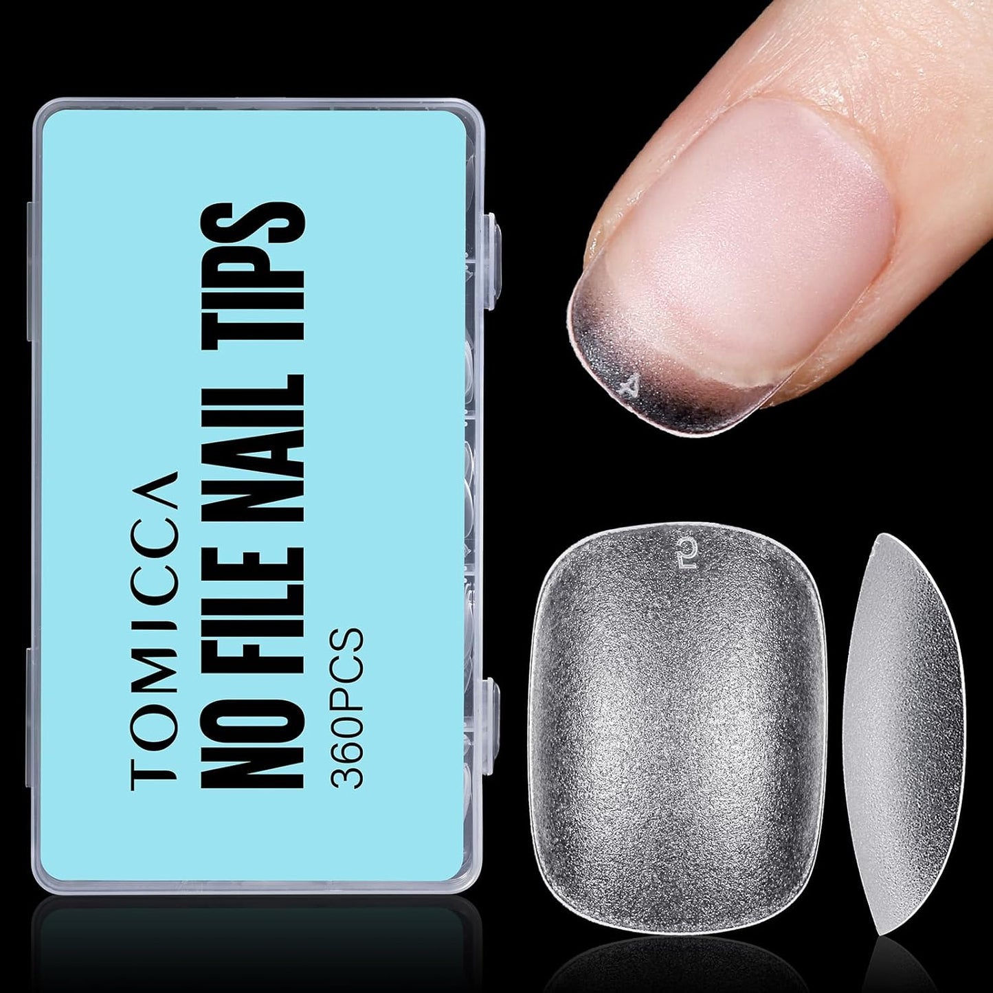 TOMICCA Extra Short Round Nail Tips, Double Sided Matte Gel Full Cover Nail Tips No Filed, Acrylic Fake False Nail Tips for DIY Press On Nails 360PCS 15 Sizes-BrightBean Baby