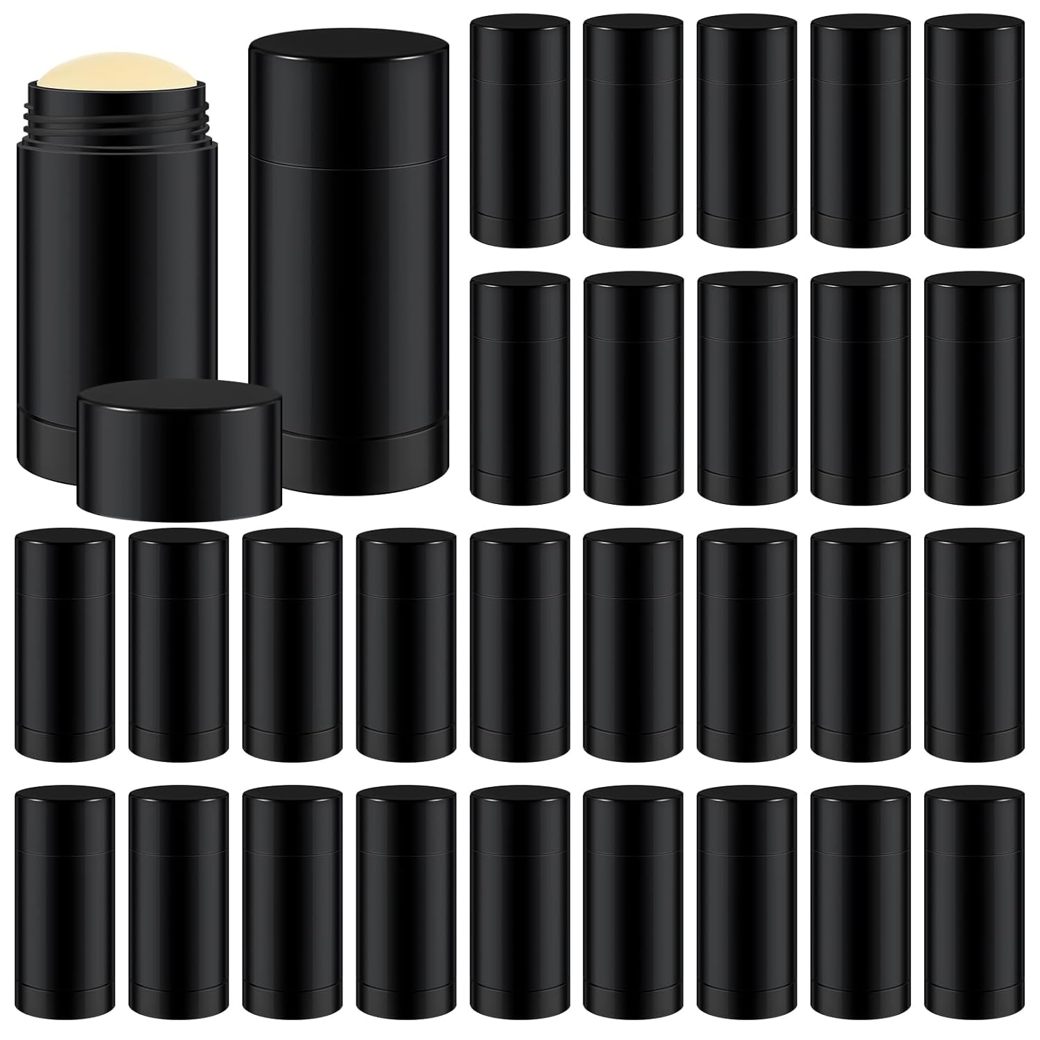 30 Pcs Empty Deodorant Containers Twist up Filling Stick Plastic Deodorant Container Refillable Bottles Bottomfill Round Lip Balm Tubes for Homemade DIY Lipstick Crayon(30 ml,Black)-BrightBean Baby