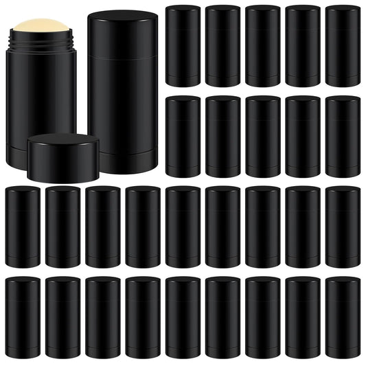 30 Pcs Empty Deodorant Containers Twist up Filling Stick Plastic Deodorant Container Refillable Bottles Bottomfill Round Lip Balm Tubes for Homemade DIY Lipstick Crayon(30 ml,Black)-BrightBean Baby