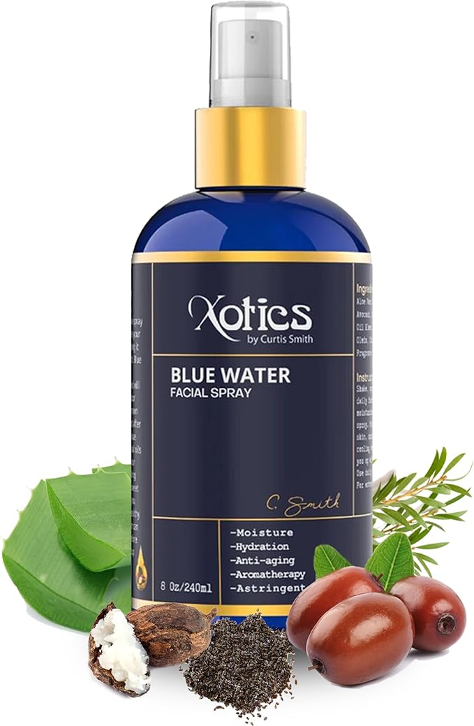 Xotics Blue Water Facial Spray - 8oz - Hydrating Face Mist with Aloe Vera - Refreshing Toner for Men & Women, Aftershave, Daily Moisturizing Splash for All Skin Types-BrightBean Baby