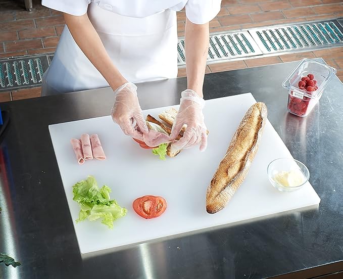 CURTA Cutting Boards for Kitchen, 24" x 18" x 0.5" White Color Coded Plastic Commercial Chopping Board Anti Slip Surface Dishwasher Safe