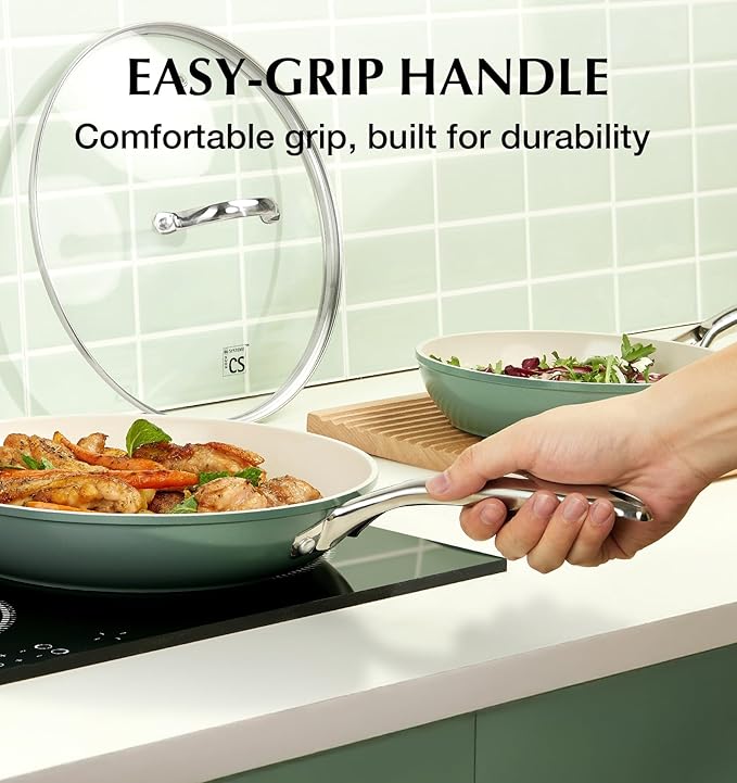 KOCH SYSTEME CS 8 Inch Nonstick Frying Pan Skillet - Ceramic Green Egg Pan