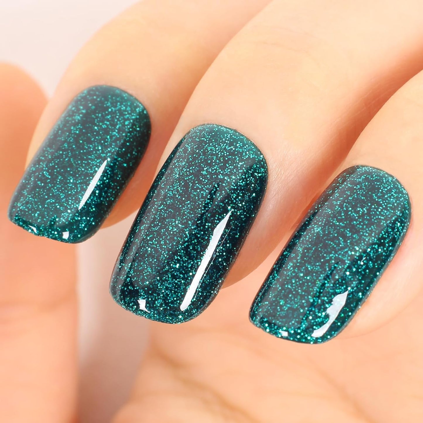 Glitter Gel Polish, Sparkly Shimmer Green Gel Nail Polish, 15ml Soak Off UV Gel Nail Polish for DIY Manicure, St. Patrick's Day Christmas Green Color Gel - GP0063-BrightBean Baby