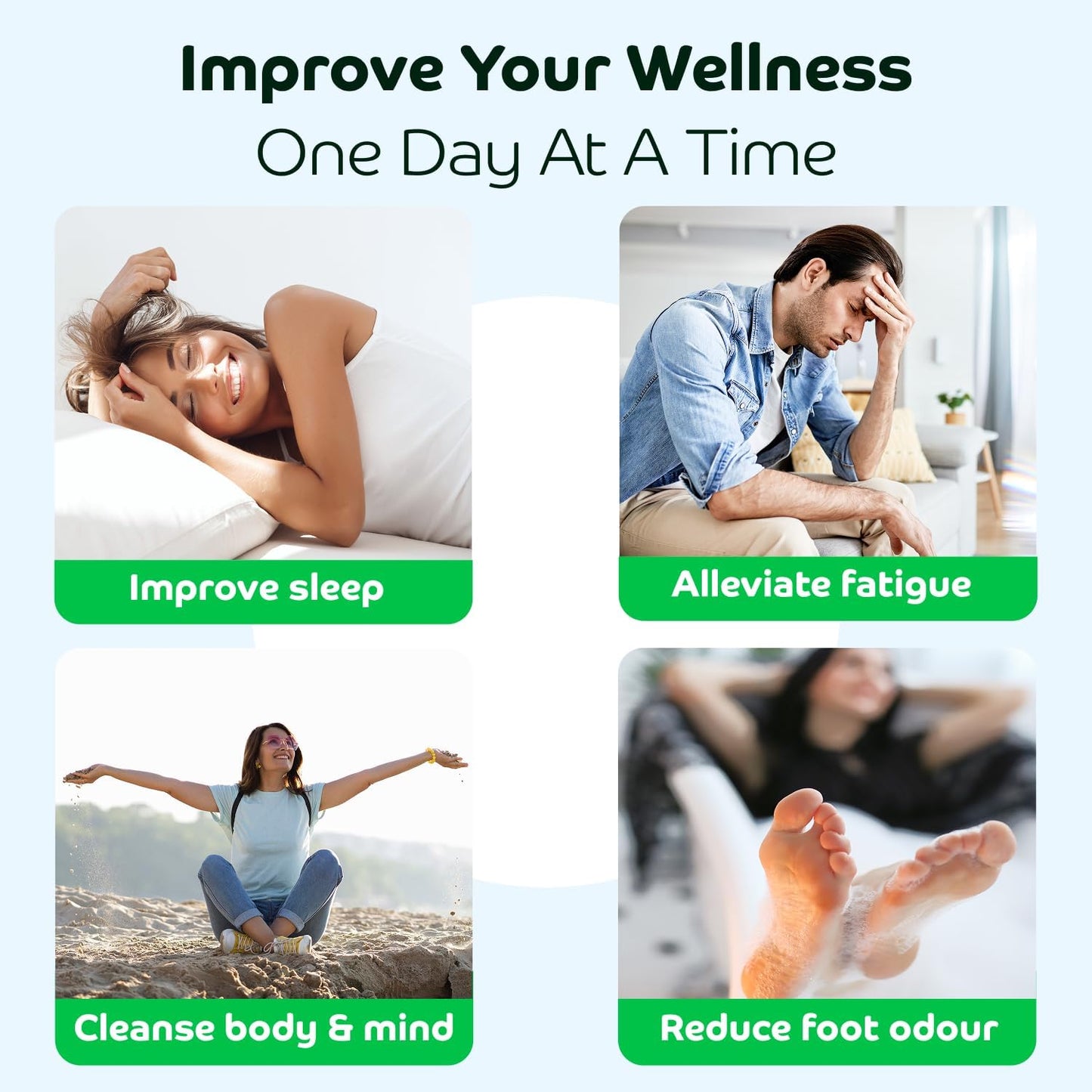 Bandoo Original Deep Cleansing Foot Pads, Premium Natural Bamboo Foot Rana Japanese Pads, Cleanse, Moisturize & Energize for Men & Women, 10-BrightBean Baby