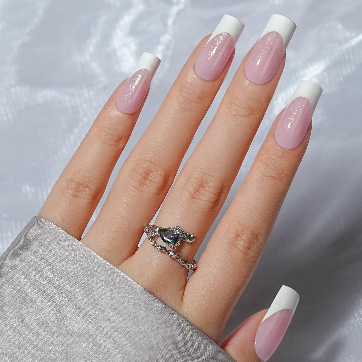 French Gel Nail Tips - Jofay Fashion French Tip Press on Nails, 10-Piece Set 320Pcs Pink long Square Nail Tips, No Need to File 3 in 1 Acrylic Fake Nails for Nail Art DIY & Nail Extension, 16 Sizes-BrightBean Baby