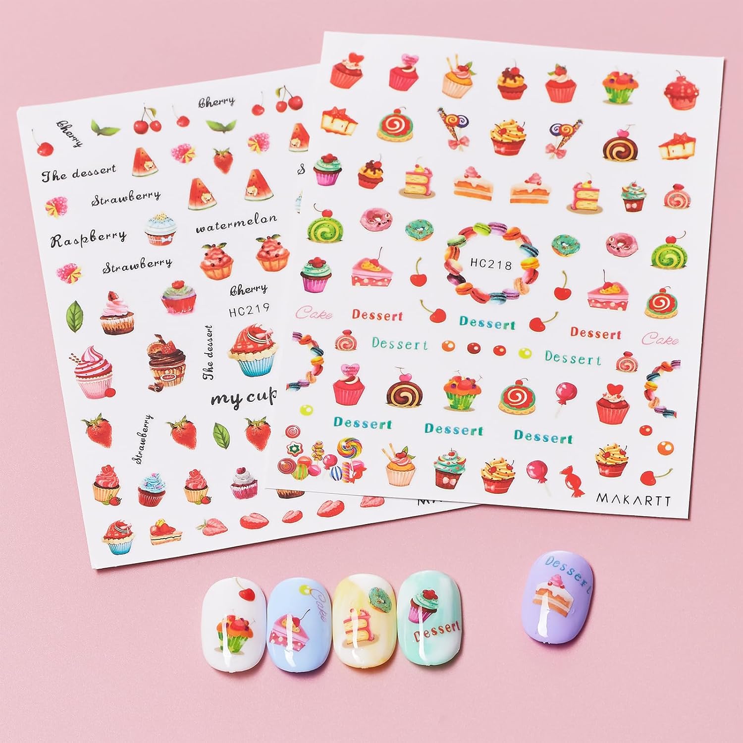 Makartt Nail Decorating Kit, 10pcs Designer Nail Stickers, Cute Dessert Nail Art Decor for DIY Manicure, Salon Accessories for Creative Nails Designs-BrightBean Baby