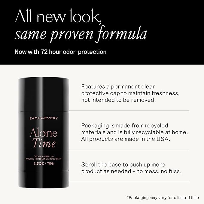 Each & Every Aluminum Free Deodorant for Men & Women, Cedar & Vanilla - All Natural Deodorant for Sensitive Skin, EWG Verified - Clean, Baking Soda Free, Plant-Based Fragrance - 2.5oz, 2 Pack-BrightBean Baby