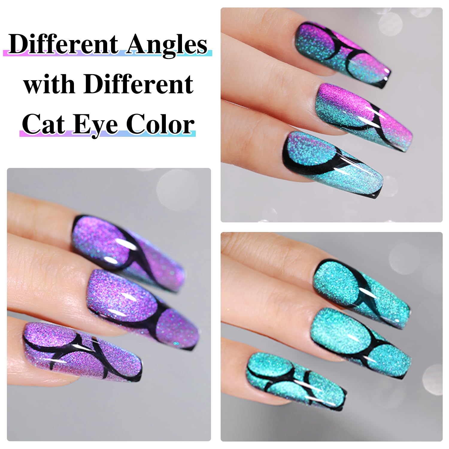 Double Rhythm Jelly Glass Cat Eye Gel Polish with Magnet 15ML Holographic Glitter Shimmer Translucent Sheer Color Magnetic Nail Polish Salon DIY at Home (Blue Purple-MC1049)-BrightBean Baby