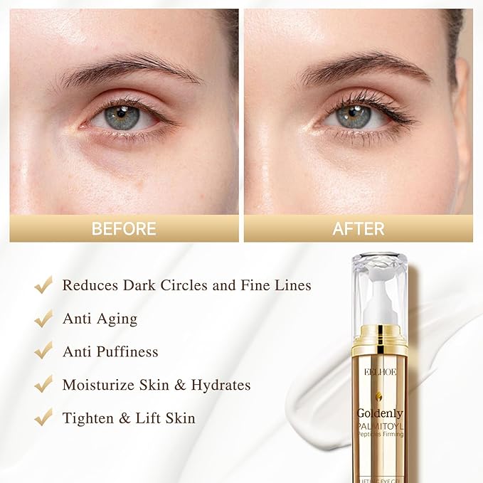 Caffeine Eye Serum Anti Aging, Eye Serum for Dark Circles and Puffiness, Retinol Eye Cream with 360°Massage Ball, Reduce Eye Wrinkles and Fine Lines-BrightBean Baby