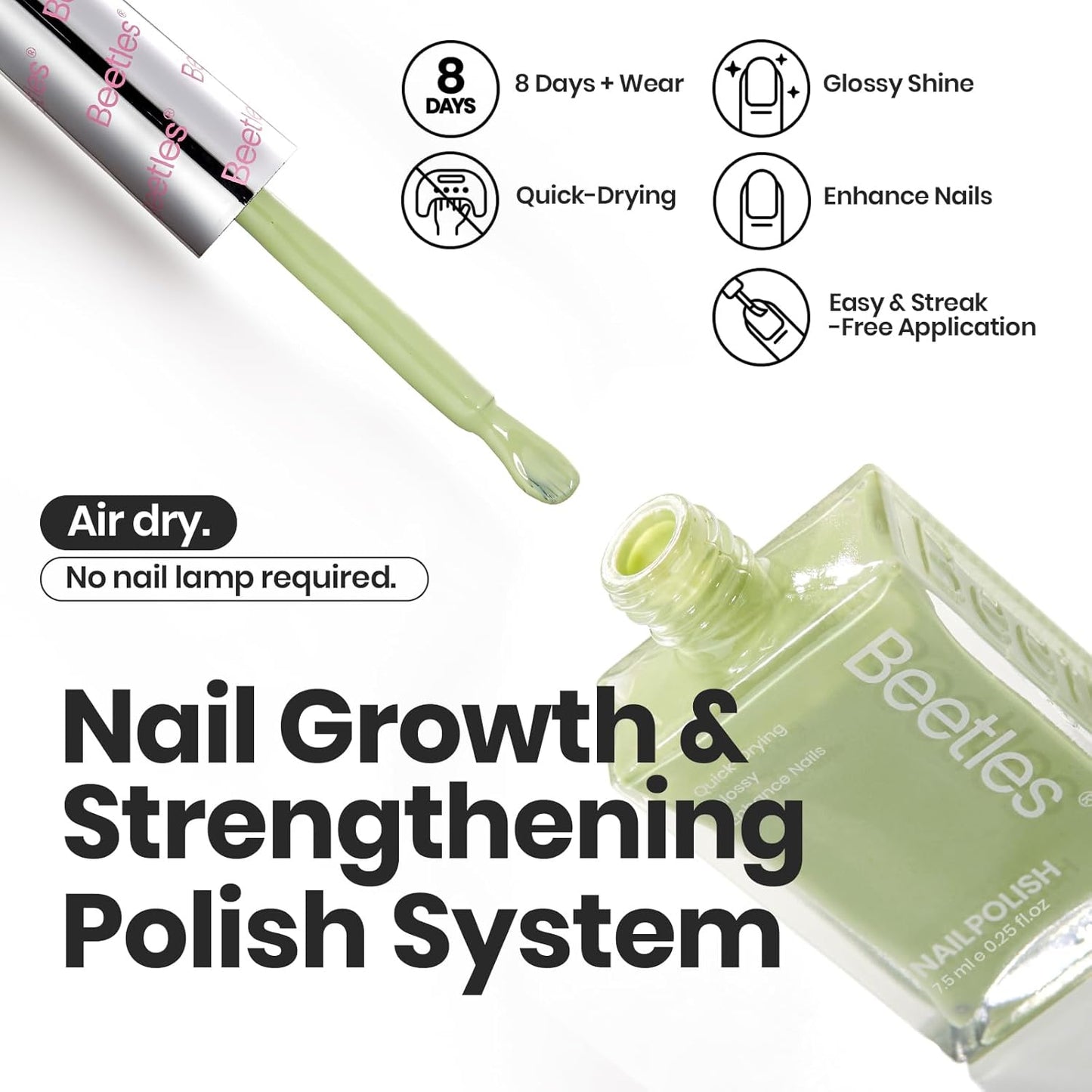 Beetles Nail Polish Set P176, 6 Colors Glitter Green Nude Natrual Pink Nail Lacquer Fast Drying & Long Lasting Finger Fall Nail Polish Glitter Effect for DIY Nail Art Salon at Home Gifts for Women-BrightBean Baby