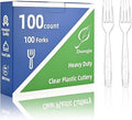 100 Count Extra Heavy Duty Clear Plastic Forks Disposable, BPA-Free, Heat Resistant, Durable Disposable Forks Bulk for Catering & Events 、Party Supplies