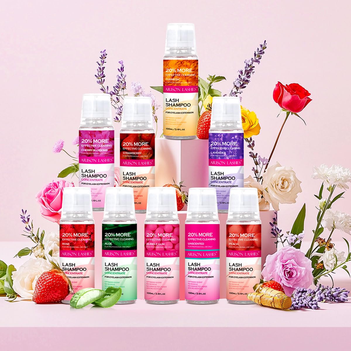 ARISON LASHES Lash Shampoo Concentrate for Lash Extensions 100ML Eyelash Cleanser Concentrate Oil-Free Eyelash Extension Shampoo with Salon Home Care(Bubble gum)-BrightBean Baby