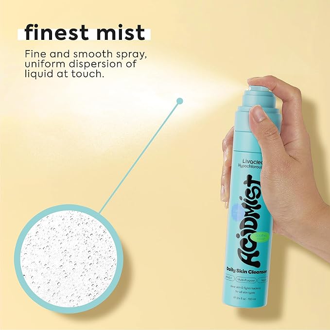Hypochlorous Acid Spray for Face & Body - Helps Reduce Redness and Breakouts - Travel Size Hypochlorous Spray, Multi-Purpose Topical Facial Skin Repair, pH-Balancing Toner - TSA, Livaclean-BrightBean Baby