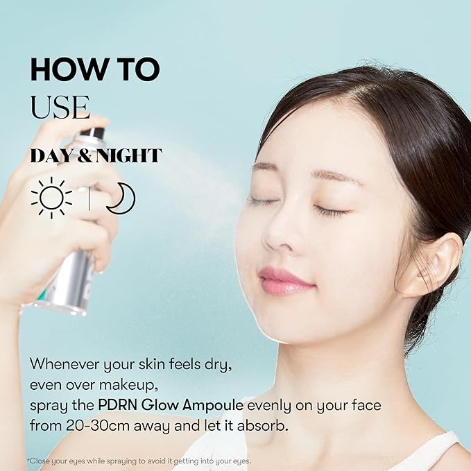 VT COSMETICS PDRN Glow Ampoule, PDRN Facial Mist, Deep Hydration Spray Serum, Vegan Skin Care, Light-weight Face Moisturizer, Plumping Effect, Fragrance-Free, Korean SkinCare (3.38 fl oz / 100 ml)-BrightBean Baby