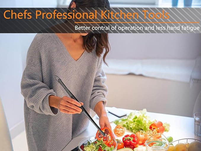 JETKONG 3 Pcs Kitchen Tweezers Tongs, Stainless Steel Cooking Tweezers, 8+10+12 Inch Ideal for meat, pasta, plating and pinching delicate small pieces of food (Black)