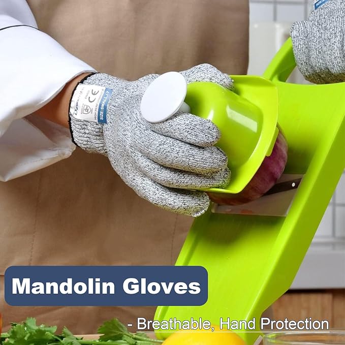 Dowellife Cut Resistant Gloves Protection, Safety Kitchen Cuts Gloves for Oyster Shucking, Fish Fillet Processing, Mandolin Slicing, Meat Cutting and Wood Carving, 1 Pair (Small)