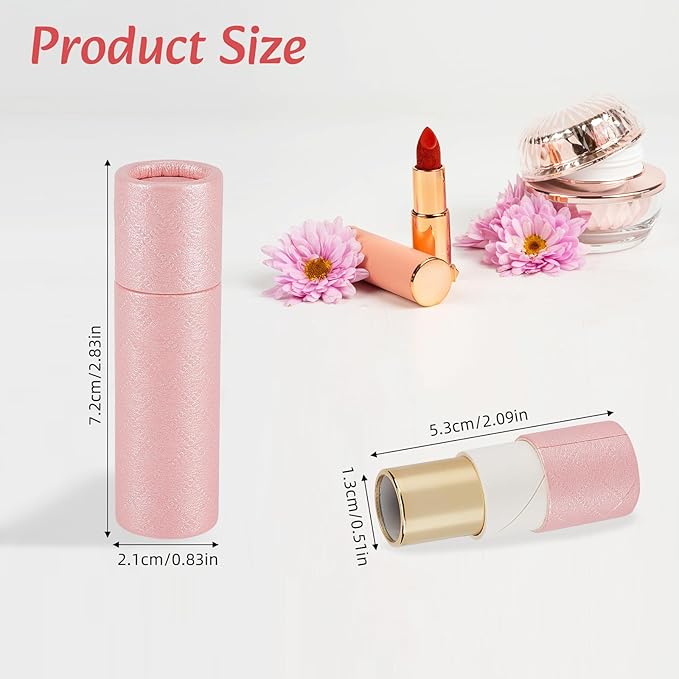 NICENEEDED 10 Pcs Paperboard Lip Balm Tubes, Refillable Paper Lipstick Tube, Round Cardboard Empty Lip Gloss Container Solid Perfume Tube Cosmetic Box for DIY Lip Gloss Balm and Chapsticks-BrightBean Baby