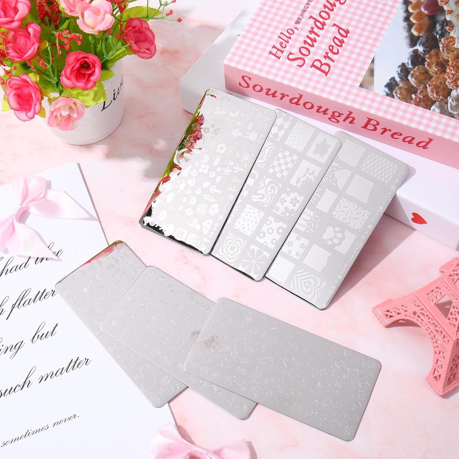 Whaline 6Pcs Kids Nail Plates Stamping Set Cute Animal Floral Dessert Stamp Templates Nail Art Plates for DIY Print Manicure Salon Design-BrightBean Baby