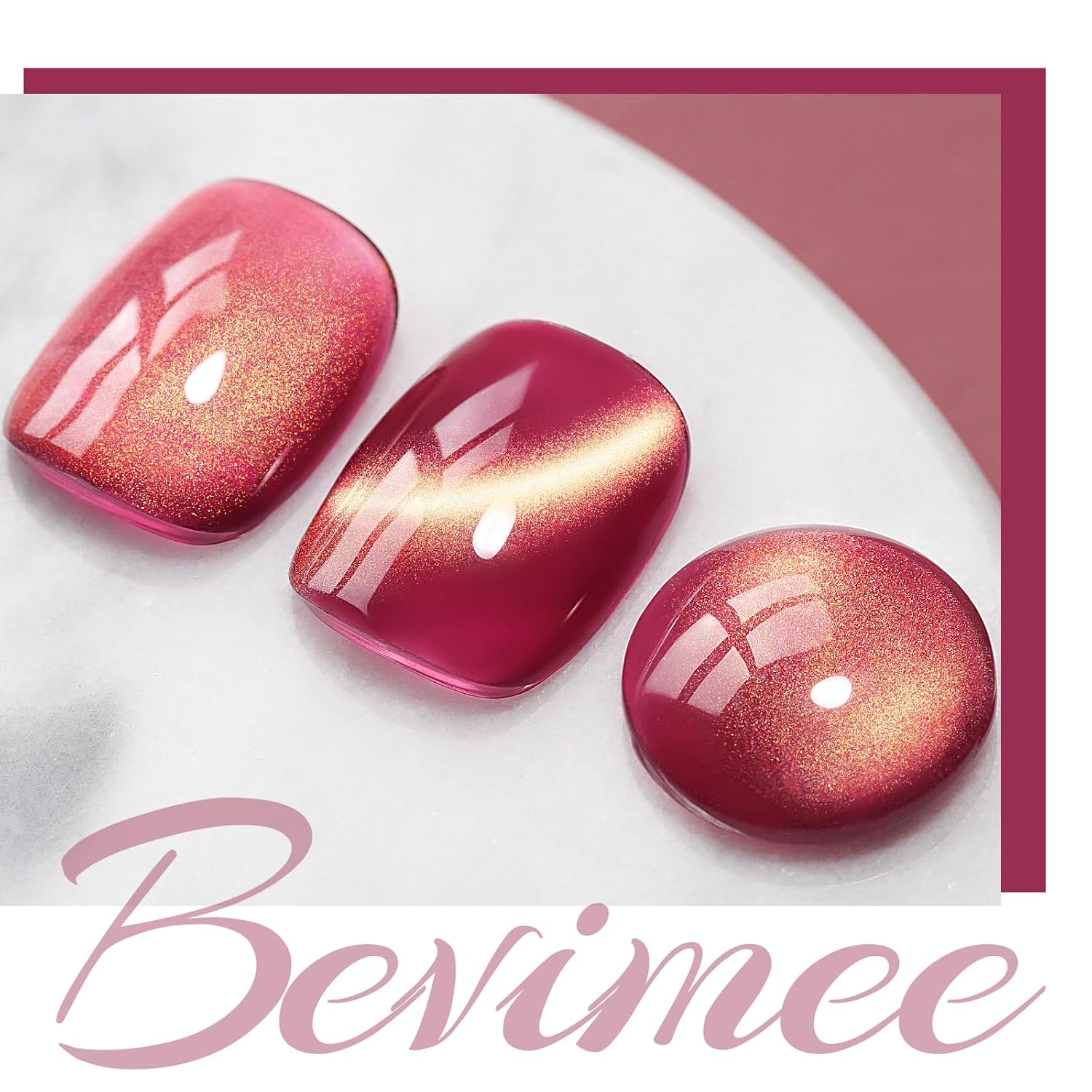 Cat Eye Gel Nail Polish Red Glass Jelly Magnetic Nail Polish Gel Shimmer Glitter Gloss Shine Holographic Wine Color Velvet For Nail Art Manicure DIY At Home 12ml-BrightBean Baby