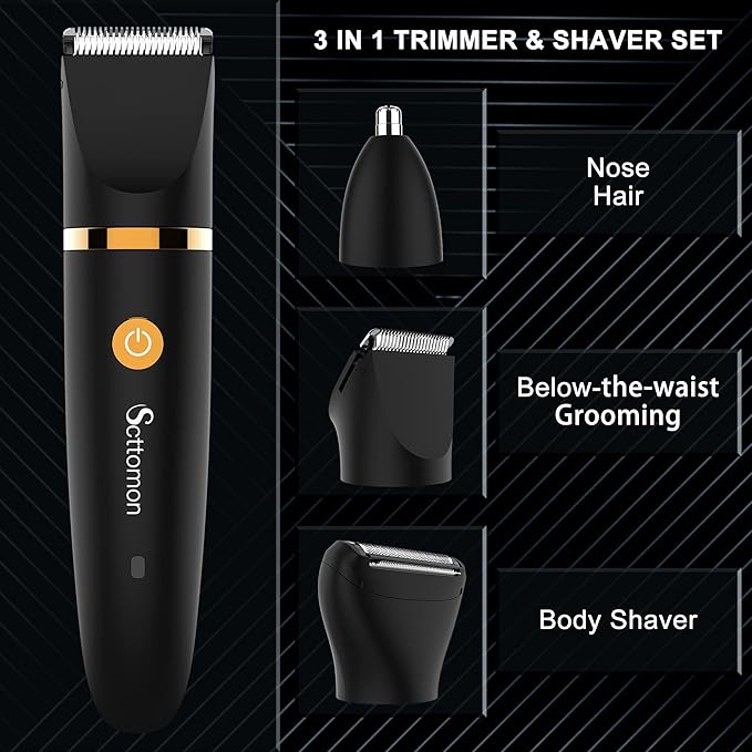 Electric Groin Hair Trim Ball Trimmer for Men Body Shaver Below-The-Waist Groomer Nose Hair Trimmer Waterproof Cordless 3 in 1-BrightBean Baby