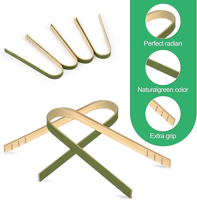 100 Pcs Mini Bamboo Tongs, 4 Inch Wooden Disposable Cooking Utensils, Charcuterie Boards Accessories, Natural Toast Tongs for Cooking and Serving Food