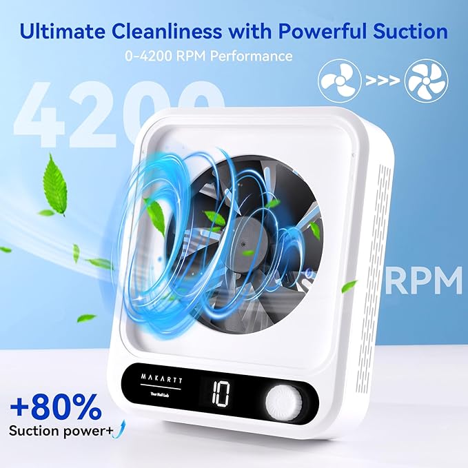 Makartt Nail Dust Collector - Professional Powerful Suction Larina Dust Collector Nail Tech LED Display, Adjustable Speed Reusable Filter, Strainer Panel for Acrylic Nail Polishing Manicure Salon Home-BrightBean Baby