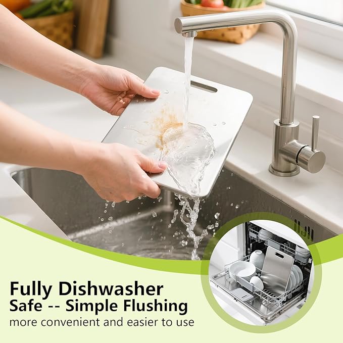 3Pcs Titanium Cutting Boards For Kitchen, 100% Pure Cut Titanium Cutting Board, Food Grade Quality, Double-sided non-toxic, Easy To Clean, Dishwasher Safe And Will Not Absorb Odors