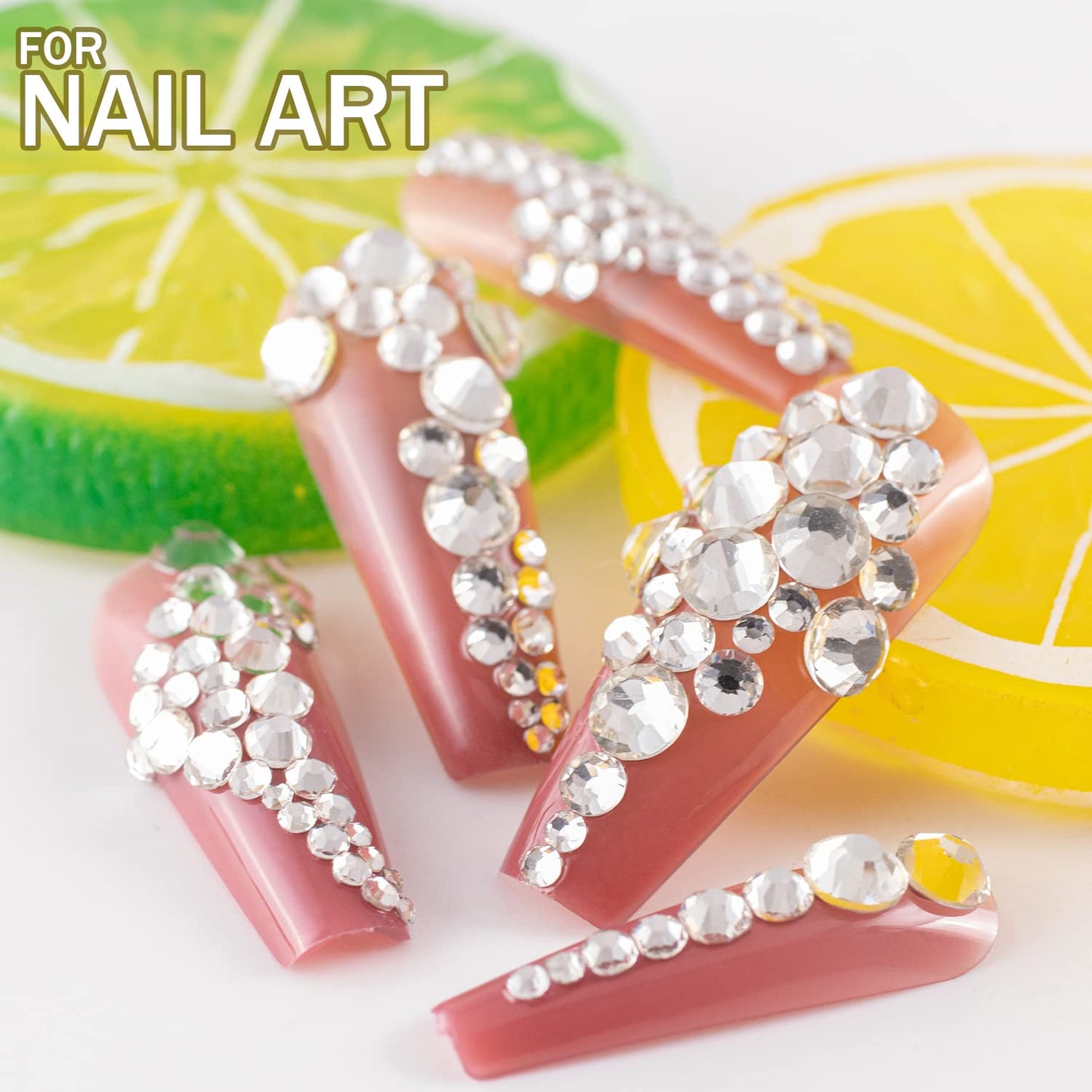 One Pack 2000 Pcs of Flatback Transparent White Clear Round Crystal Rhinestones 6 Sizes (1.5-6 mm) with Nail Art Rhinestone Picker Pencil and Tweezer for DIY and Salon Use-BrightBean Baby