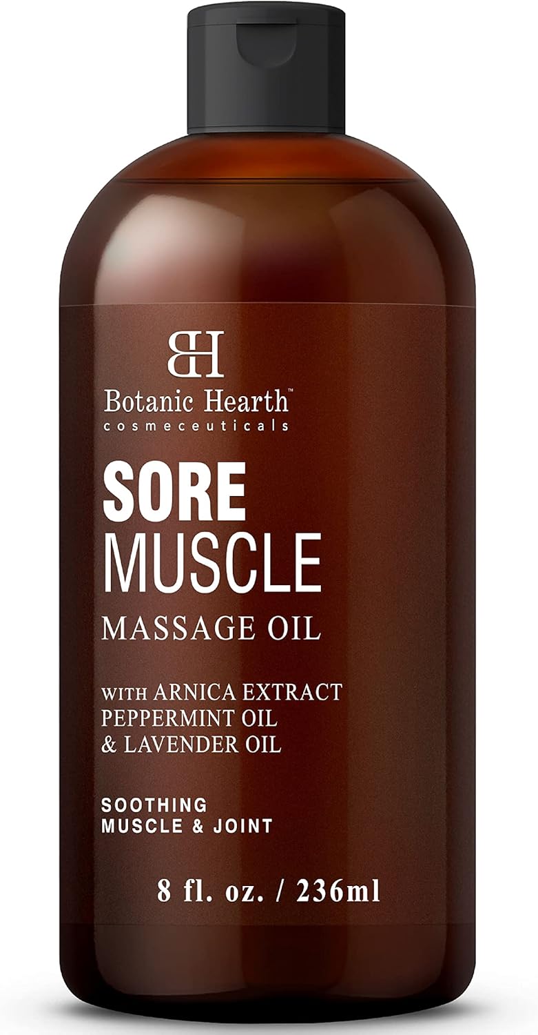 Botanic Hearth Sore Muscle Massage Oil | with Arnica Montana Extract and Essential Oils | Warming and Relaxing | Soothes Tired Sore Muscles and Joints, 8 Fl Oz-BrightBean Baby