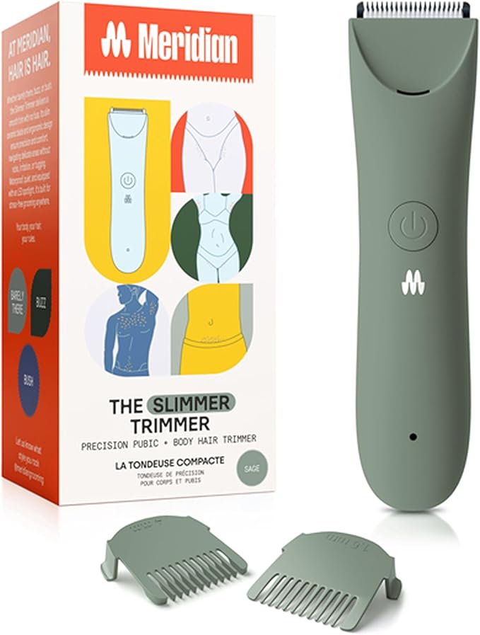 MERIDIAN Slimmer Trimmer – Electric Razor for Women, Bikini Line & Pubic Hair Trimmer, Rechargeable & Waterproof, Painless, Flawless Shave for Sensitive Skin, Gentle, Quiet & Travel-Friendly, Sage-BrightBean Baby