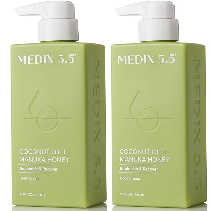 MEDIX 5.5 Coconut Oil Lotion W/ Manuka Honey Cream Skin Care Face Moisturizer & Body Cream | Firming Coconut Oil For Skin Minimizes Look Of Dry Skin, Cellulite, Stretch Marks, & Wrinkles, 2-Pack-BrightBean Baby