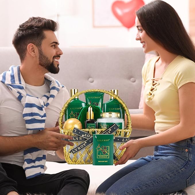 Mothers Day Spa Gift Basket for Women 9 Pieces Premium Eucalyptus Bath & Body Care Kit for Women & Men, Holiday Gift for Christmas, Valentine's Day, Father's Day, Birthday with Shower Gel & More-BrightBean Baby