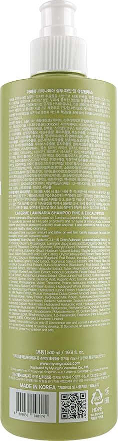 laferme Laminaria Shampoo with Organic Ingredient, Korean Clarifying Shampoo, Hydrating for Dry Hair, Strengthening for Weak Hair, Sulfate & Paraben-Free, for Women & Men,16.9 FL. OZ, Pine Eucalyptus-BrightBean Baby