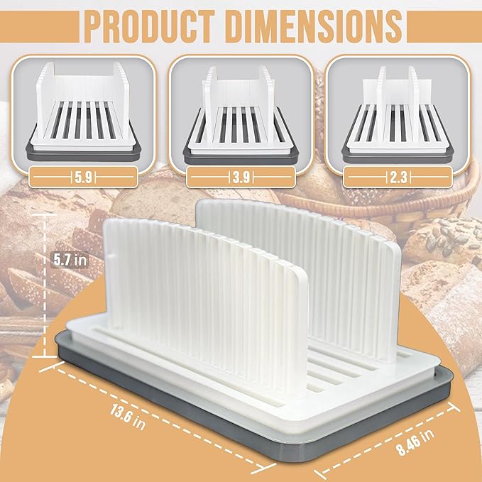 SliceElite Bread Slicer for Sourdough Rounds - Adjustable Bread Slicing Guide With Crumb Tray & Compact Bread knife for kitchen - Manual Bread Slicer For Homemade Bread Perfect Bread Making gifts