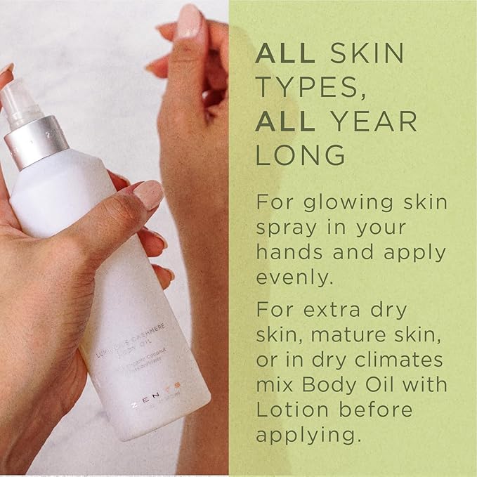 Zents Luminous Cashmere Body Oil (Oolong Fragrance) | Moisturizing Body Oil with Vitamin E & Organic Coconut Oil | Softens & Smooths Skin | 8 fl oz-BrightBean Baby