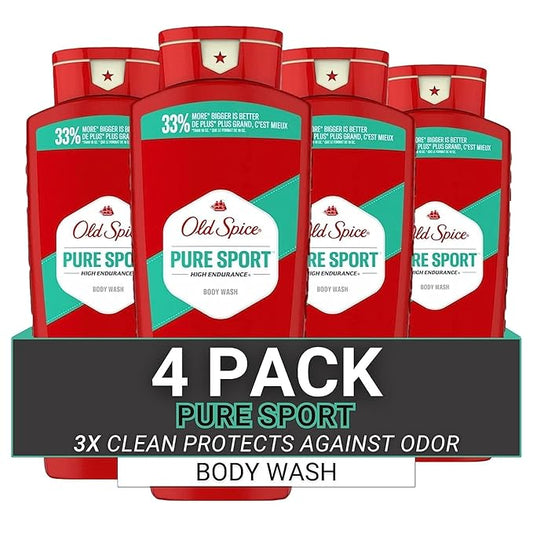 Old Spice Body Wash for Men, High Endurance Pure Sport, 24 Fl Oz (Pack Of 4)-BrightBean Baby