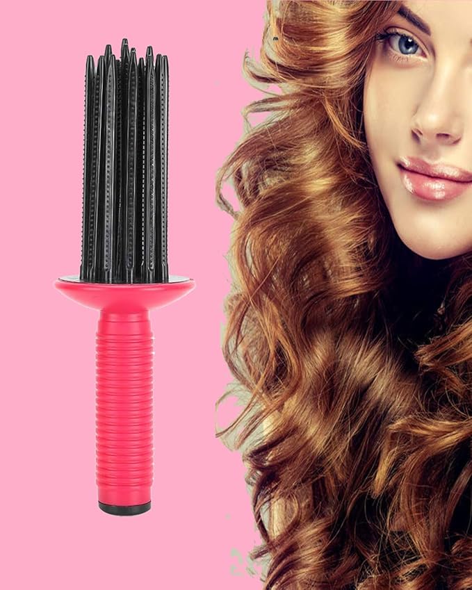 Hair Fluffy Styling Curler Curls Comb,Hair Curler Curling Make Up Brush Roller Tool Portable Hair Curling Roll Comb Anti‑Slip Professional Round Hair Brush for Home Personal Use Travel-BrightBean Baby