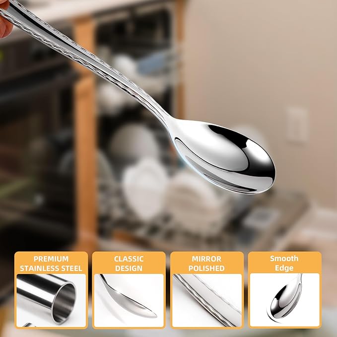 8 Pieces Heavy Duty Teaspoons Set,Tea Spoons Silverware,Food Grade Stainless Steel Dessert Spoons,Mirror Polished and Dishwasher Safe
