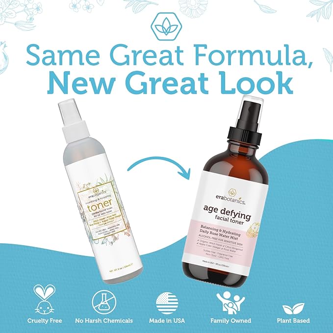 Era Organics Hydrating Toner for Face - Refreshing and Balancing Anti Aging Facial Mist with Rose Water, Apple Cider Vinegar, Witch Hazel-BrightBean Baby