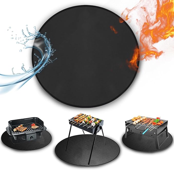24" Round Grill Mat - Fireproof Heat Resistant BBQ Pad