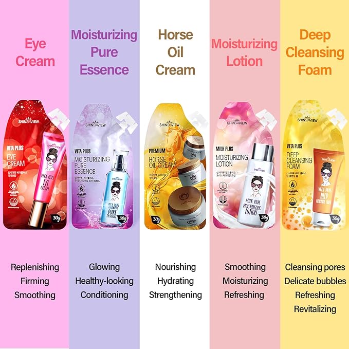 Skin Hydrating Kit Travel Mini Size 5 STEP Skincare Set for Healthier 30 Days Supply with Pouch-BrightBean Baby