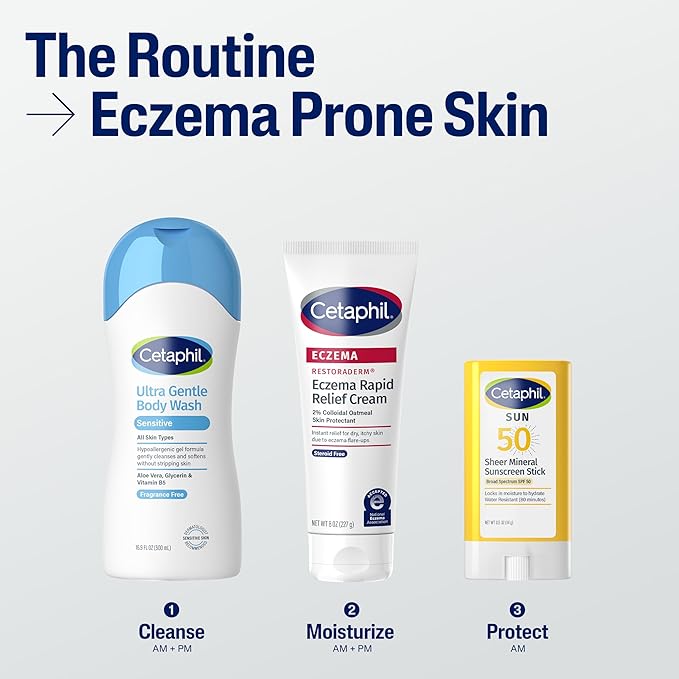 CETAPHIL ECZEMA RESTORADERM FLARE-UP RELIEF CREAM, For Eczema Prone Skin, 8 oz, Barrier Repair, 48 Hour Hydration, 2% Skin Protectant Colloidal Oatmeal, Steroid Free-BrightBean Baby