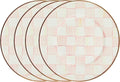 MACKENZIE-CHILDS Enamel Salad and Dessert Plate, Small Plate for Appetizers or Desserts, 8 Inches, Set of 4, Pink-and-White Rosy Check