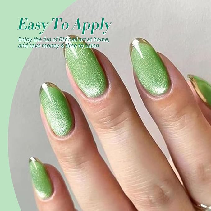 Born Pretty Gel Nail Polish Green Series,Jelly Transparent Gel Nail Polish, Cat Magnetic Eye,Shimmer Glitter Holographic Green Gel Polish Kit for Salon Manicure and Nail Art DIY at Home 6PCS 7ml-BrightBean Baby