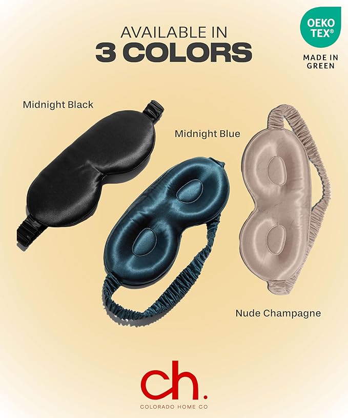 SUNDAYSILKS™ 3D Contoured Silk Sleep Mask | Padded Silk Eye Mask with Eye Cups for Lash Extensions | Blackout, Organic for Women & Men, Perfect for Travel, Slip-Free Deep Sleeping, Antifaz para Dormir-BrightBean Baby