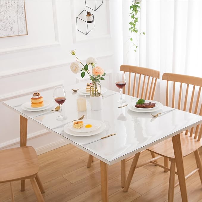 23 x 47 Inch Clear Table Cover Protector, Clear Table Protector for Dining Room Table, 1.5mm Plastic Table Cover, Waterproof Table Pad for Kitchen, Office